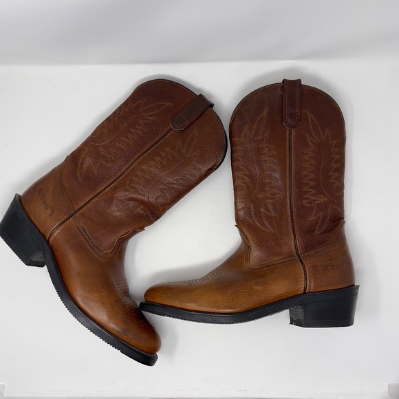 PD Tuff Men's Brown Leather Sierra Cowboy Boot 12D - Picture 5 of 10